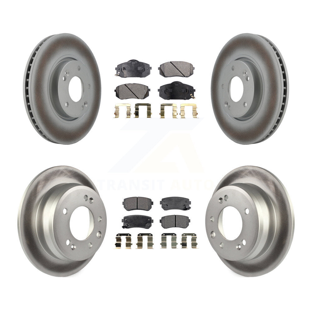 Front Rear Coated Disc Brake Rotors And Ceramic Pads Kit For Hyundai Tucson Kia Sportage KGT-101011