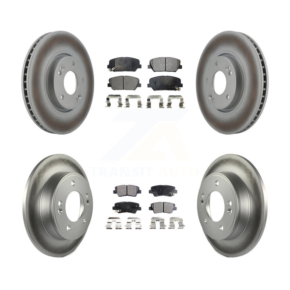 Front Rear Coated Brake Rotor Ceramic Pad Kit For 2013-2015 Hyundai Veloster Turbocharged KGT-101013