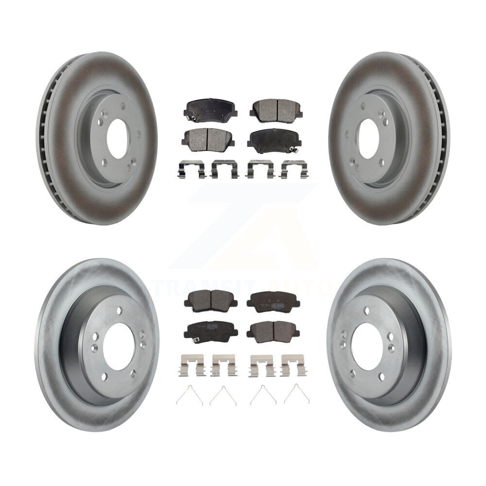 Front Rear Coated Brake Rotor & Ceramic Pad Kit For Kia Rondo With Electric Parking KGT-101015