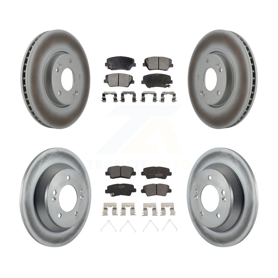 Front Rear Coated Brake Rotor & Ceramic Pad Kit For Kia Rondo With Electric Parking KGT-101015