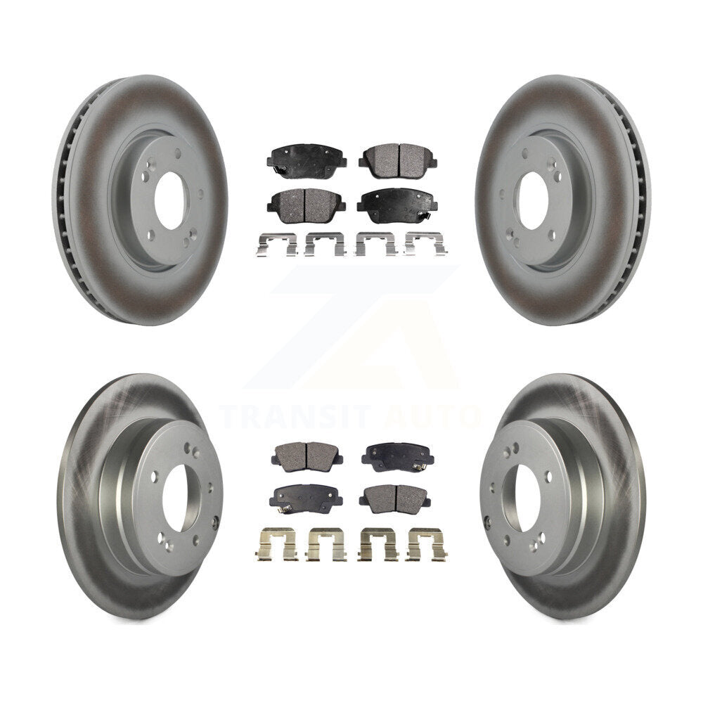 Front Rear Coated Disc Brake Rotors And Ceramic Pads Kit For Hyundai Sonata Kia Optima KGT-101016