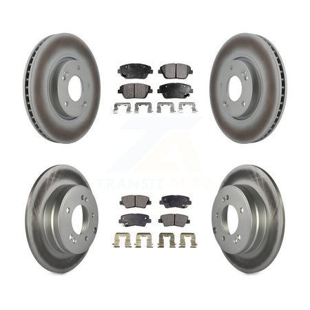 Front Rear Coated Disc Brake Rotors And Ceramic Pads Kit For Hyundai Sonata Kia Optima KGT-101016