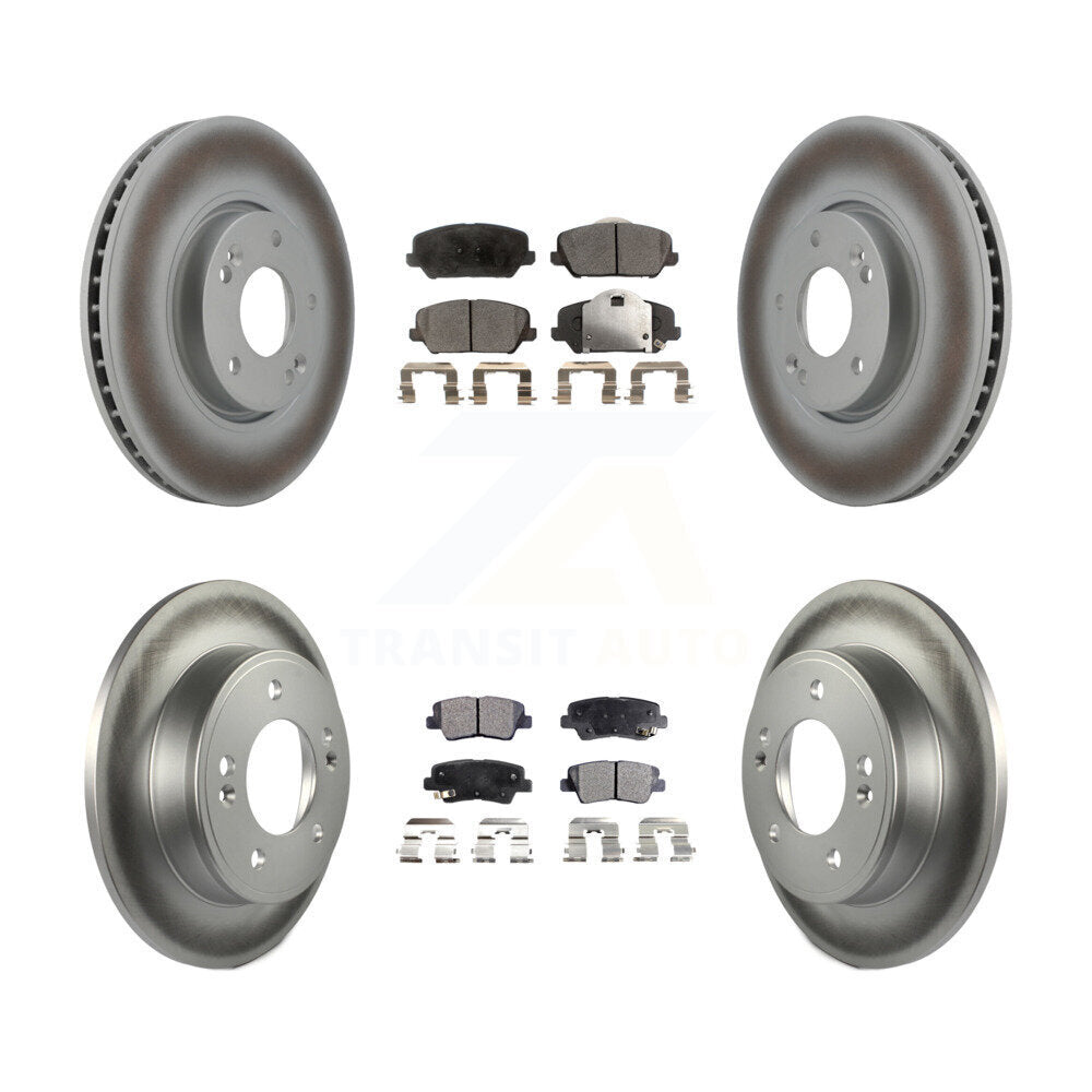 Front Rear Coated Disc Brake Rotors And Ceramic Pads Kit For Kia Forte Forte5 Koup KGT-101020