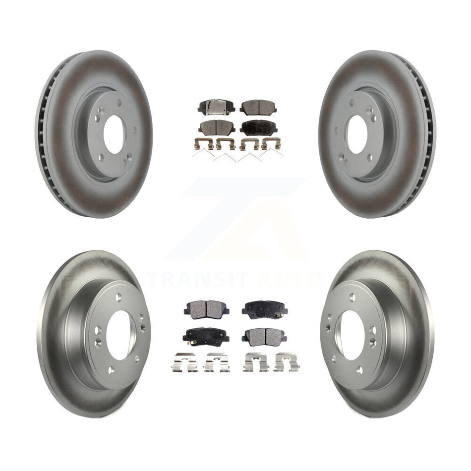 Front Rear Coated Disc Brake Rotor & Ceramic Pad Kit For 2017 Kia Forte Koup Turbocharged KGT-101021