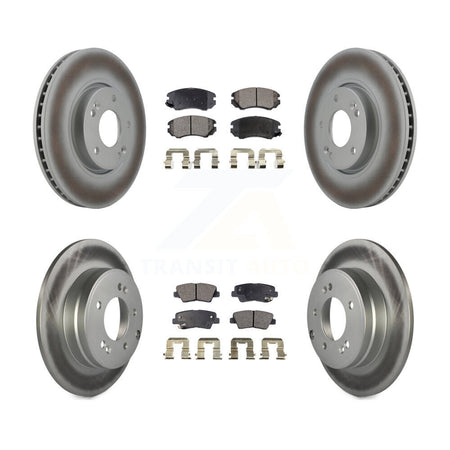 Front Rear Coated Disc Brake Rotors And Ceramic Pads Kit For Hyundai Sonata 3.3L KGT-101023