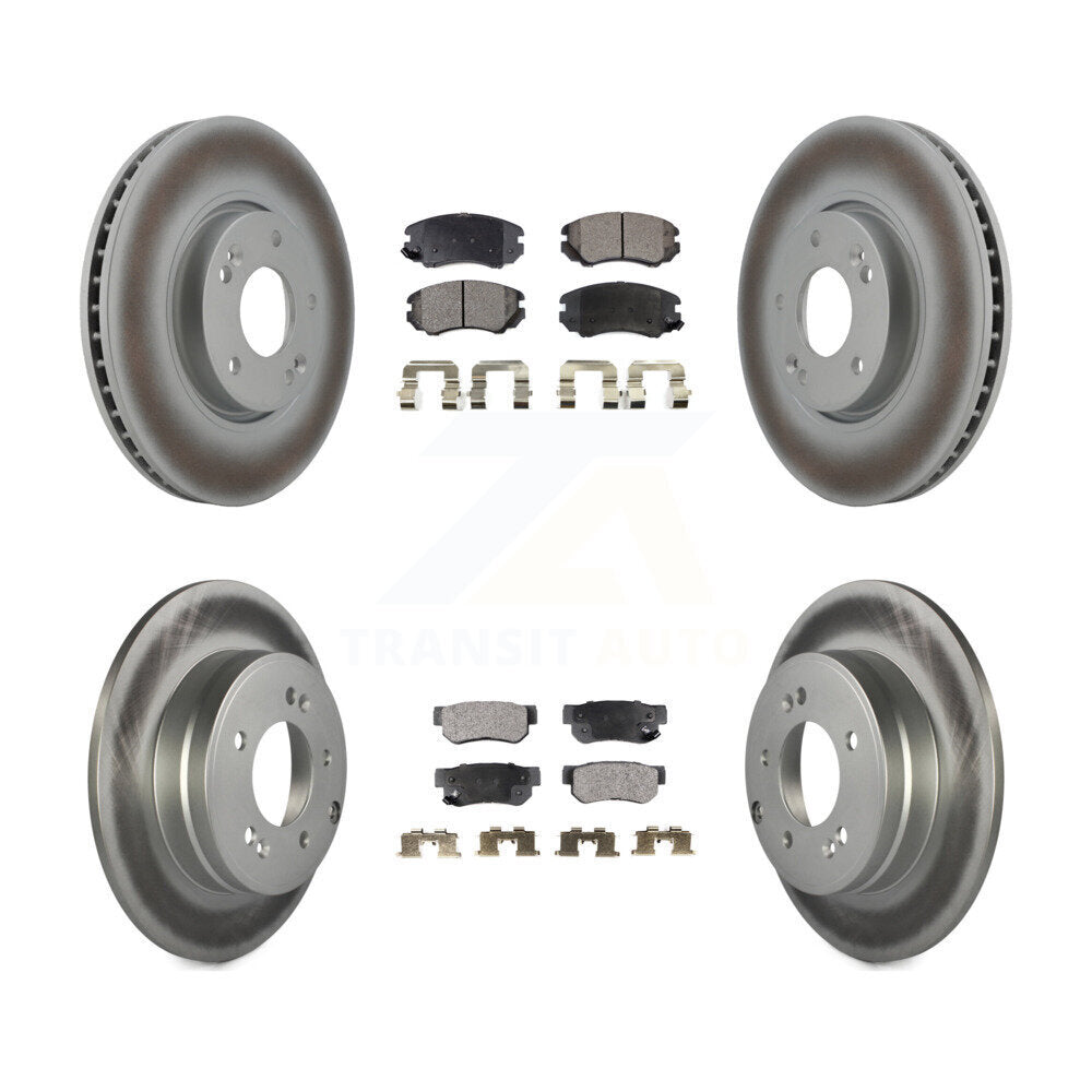Front Rear Coated Disc Brake Rotors And Ceramic Pads Kit For Hyundai Sonata 3.3L KGT-101024