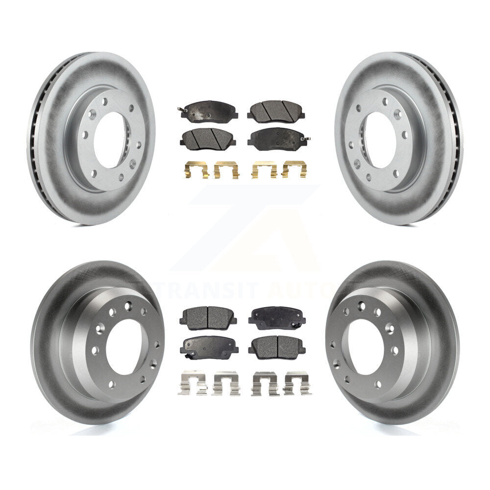 Front Rear Coated Disc Brake Rotors And Ceramic Pads Kit For Kia Sedona Hyundai Entourage KGT-101025