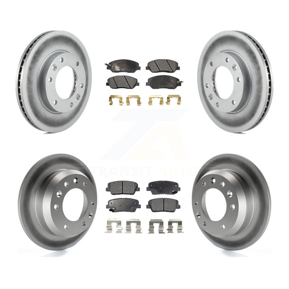 Front Rear Coated Disc Brake Rotors And Ceramic Pads Kit For Kia Sedona Hyundai Entourage KGT-101025