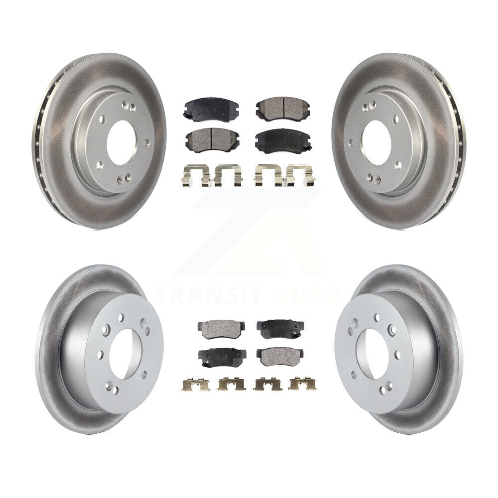 Front Rear Coated Disc Brake Rotors And Ceramic Pads Kit For Hyundai Elantra KGT-101049