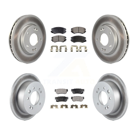 Front Rear Coated Disc Brake Rotors And Ceramic Pads Kit For Hyundai Elantra KGT-101049