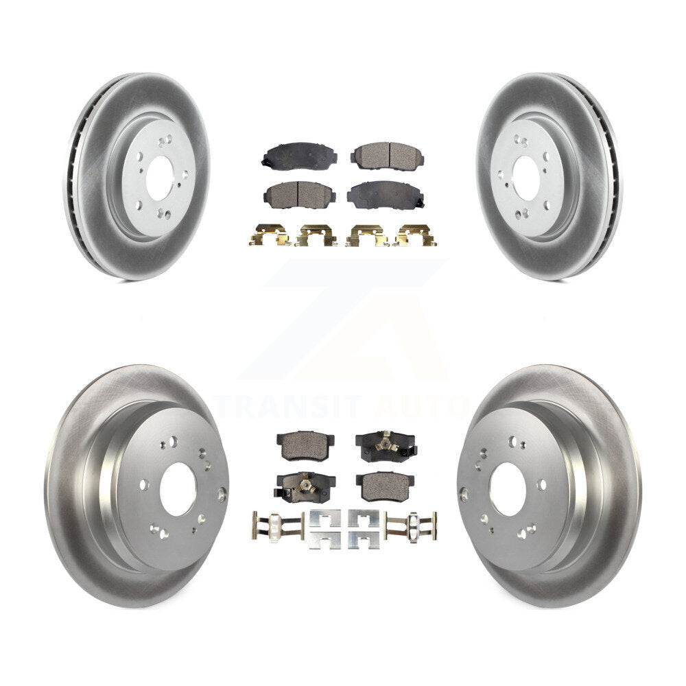 Front Rear Coated Disc Brake Rotors And Ceramic Pads Kit For Honda CR-V Acura RDX KGT-101051