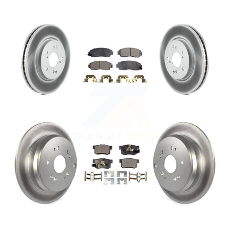 Front Rear Coated Disc Brake Rotors And Ceramic Pads Kit For Honda CR-V Acura RDX KGT-101051