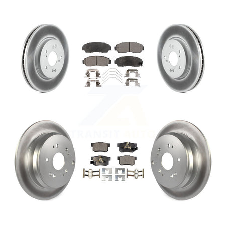 Front Rear Coated Disc Brake Rotors And Ceramic Pads Kit For 2012-2016 Honda CR-V AWD KGT-101054
