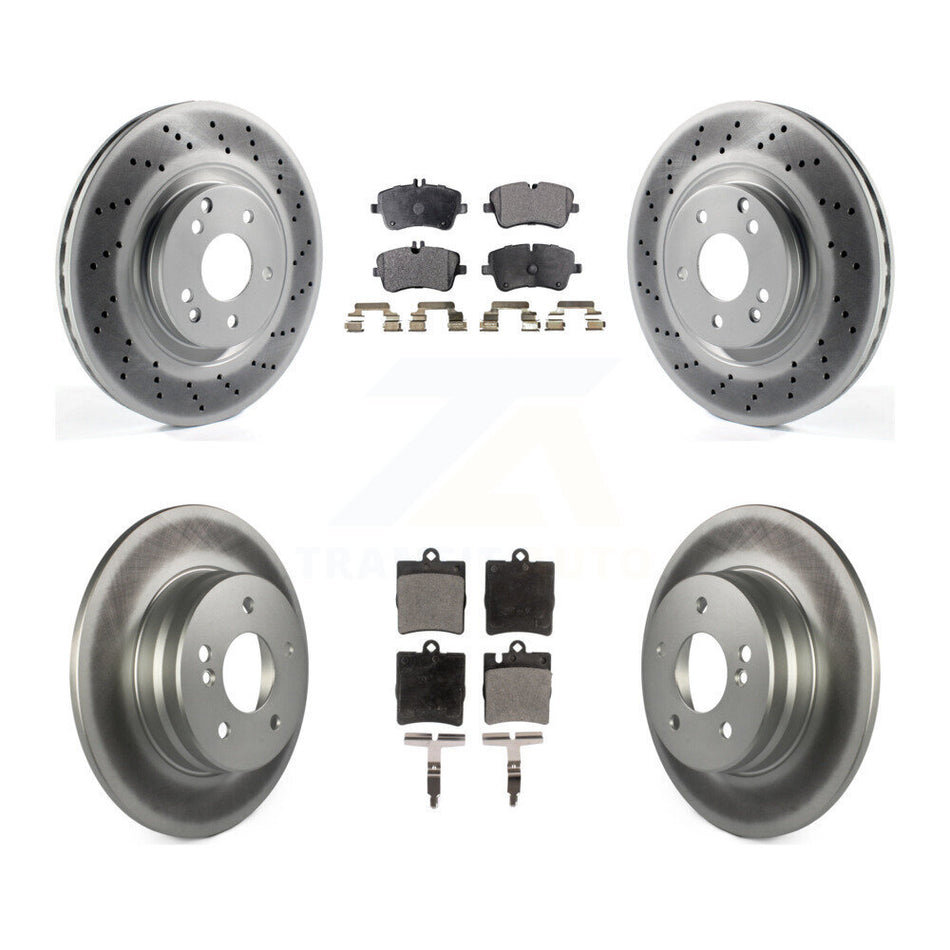Front Rear Coat Brake Rotors Ceramic Pad Kit For 04 Mercedes-Benz C320 With Sport Package KGT-101058