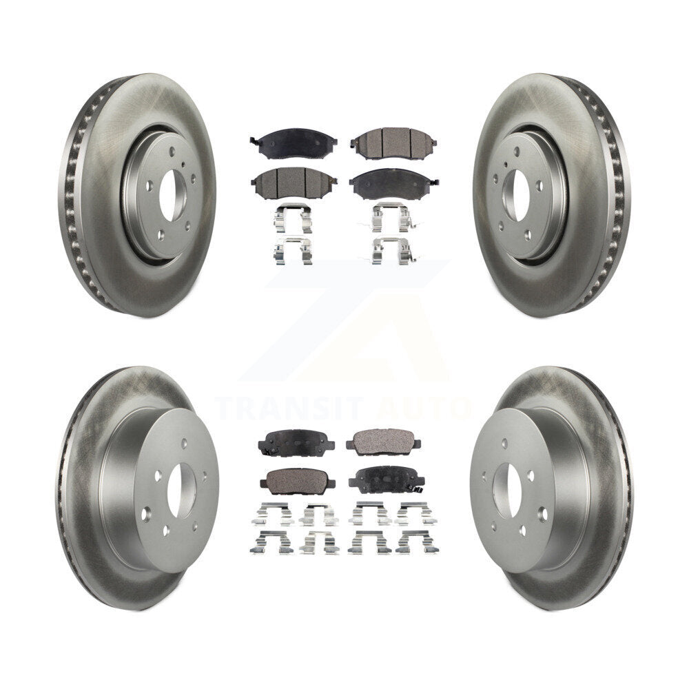 Front Rear Coated Disc Brake Rotors And Ceramic Pads Kit For INFINITI FX35 FX37 FX45 KGT-101072