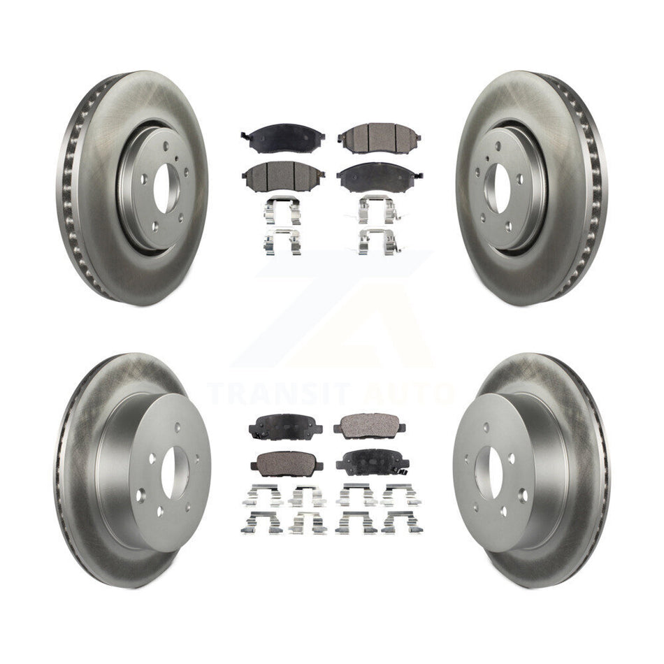 Front Rear Coated Disc Brake Rotors And Ceramic Pads Kit For INFINITI FX35 FX37 FX45 KGT-101072