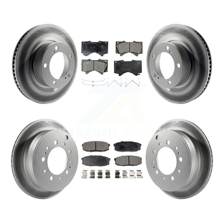Front Rear Coated Brake Rotors Ceramic Pad Kit For Toyota Tundra Sequoia Lexus LX570 Land KGT-101076