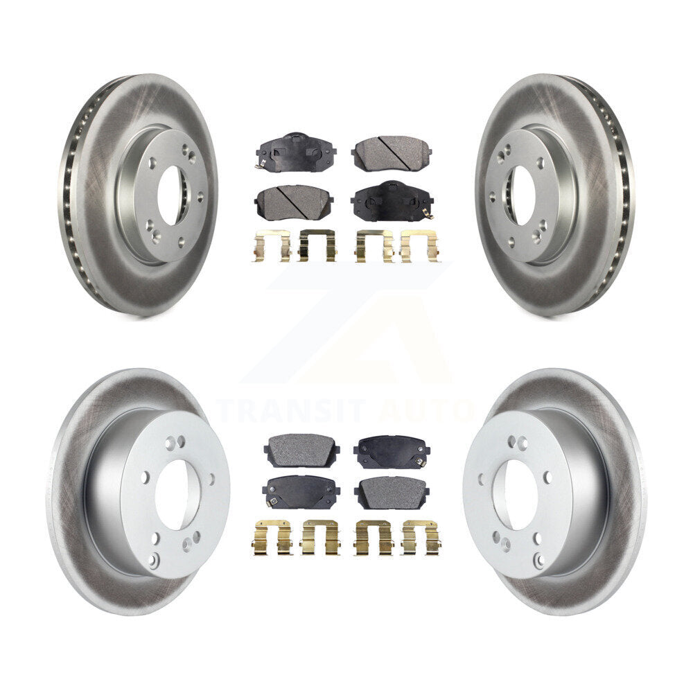 Front Rear Coated Disc Brake Rotors And Ceramic Pads Kit For 2007-2009 Kia Rondo KGT-101082