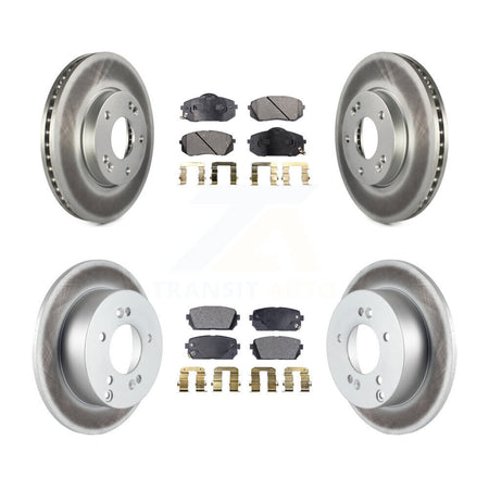 Front Rear Coated Disc Brake Rotors And Ceramic Pads Kit For 2007-2009 Kia Rondo KGT-101082