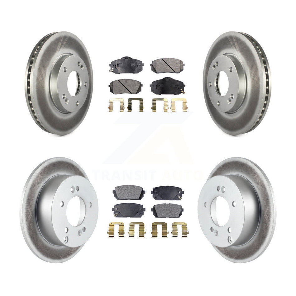 Front Rear Coated Disc Brake Rotors And Ceramic Pads Kit For 2007-2009 Kia Rondo KGT-101082