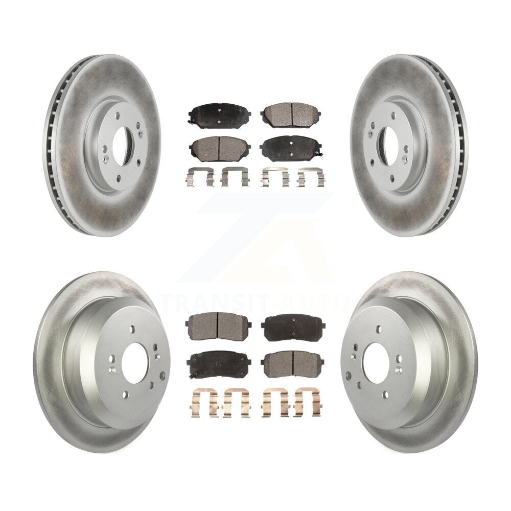 Front Rear Coated Disc Brake Rotors And Ceramic Pads Kit For 2007-2012 Hyundai Veracruz KGT-101097