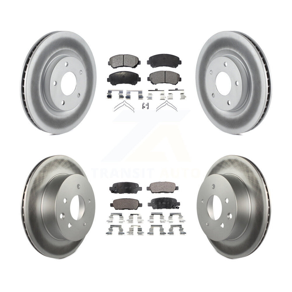 Front Rear Coated Disc Brake Rotors And Ceramic Pads Kit For Nissan Rogue Select KGT-101102