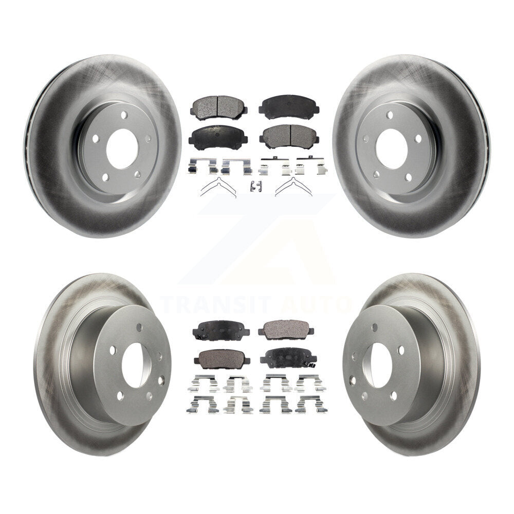 Front Rear Coat Disc Brake Rotors Ceramic Pad Kit For 2007-2012 Nissan Sentra SE-R Spec V KGT-101104