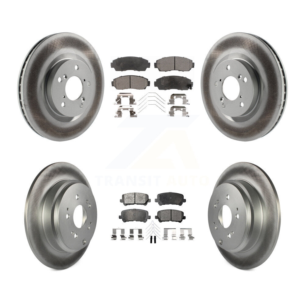 Front Rear Coated Disc Brake Rotors And Ceramic Pads Kit For 2011-2014 Honda Odyssey KGT-101144