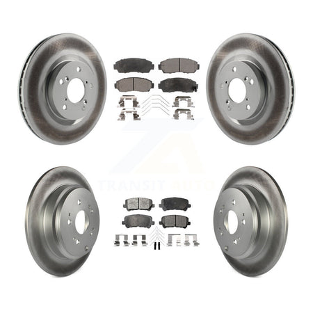 Front Rear Coated Disc Brake Rotors And Ceramic Pads Kit For 2011-2014 Honda Odyssey KGT-101144