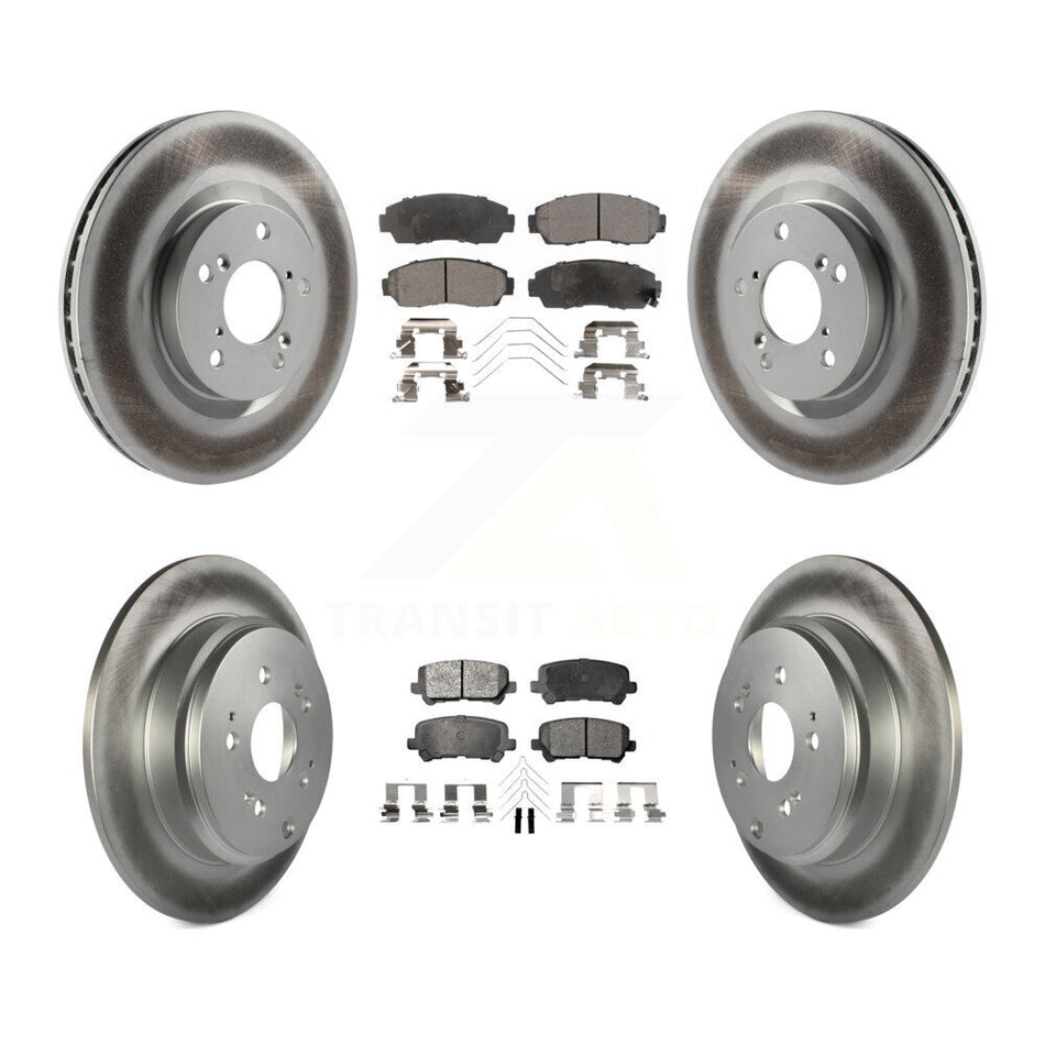 Front Rear Coated Disc Brake Rotors And Ceramic Pads Kit For 2011-2014 Honda Odyssey KGT-101144