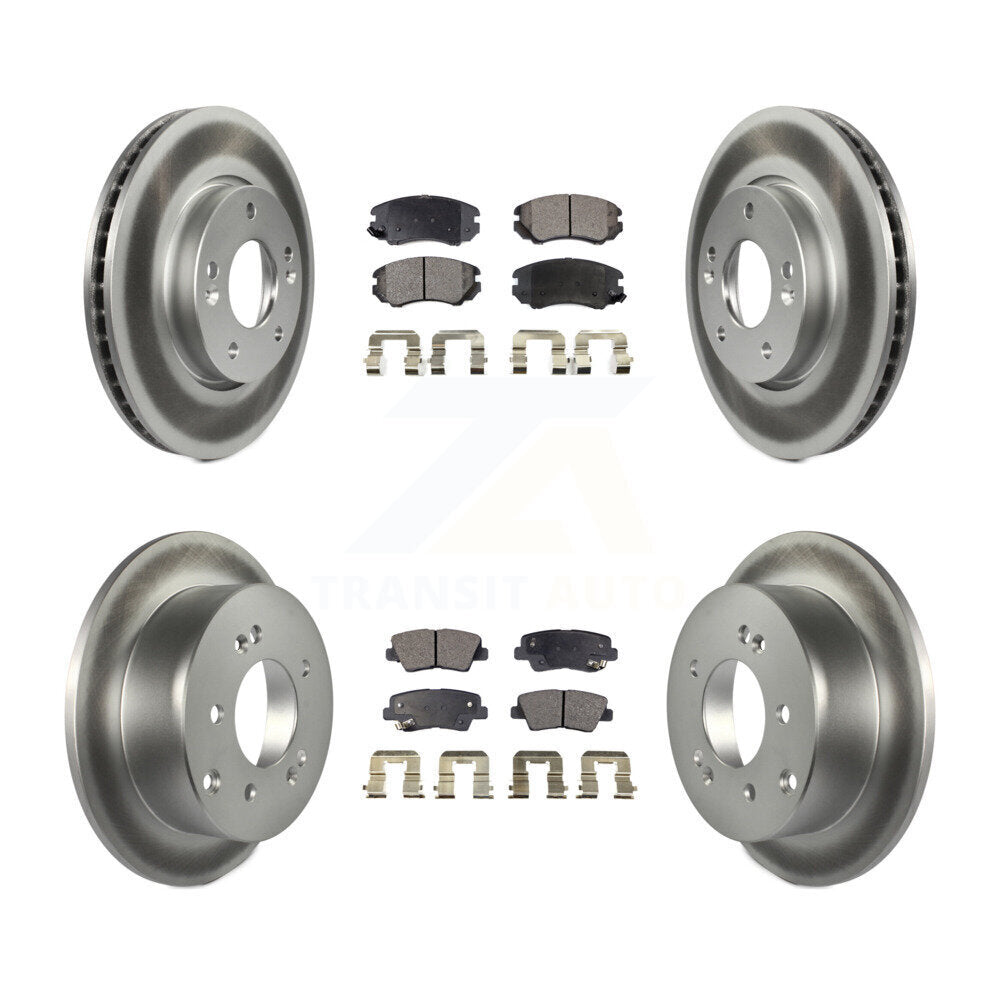 Front Rear Coated Disc Brake Rotors And Ceramic Pads Kit For 2010-2011 Kia Soul 2.0L KGT-101151