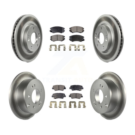 Front Rear Coated Disc Brake Rotors And Ceramic Pads Kit For 2010-2011 Kia Soul 2.0L KGT-101151
