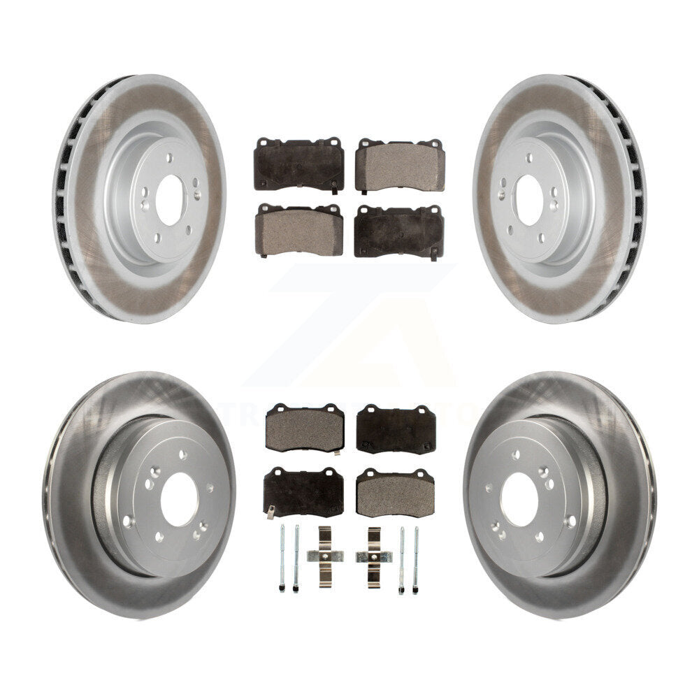 Front Rear Coated Disc Brake Rotors And Ceramic Pads Kit For Hyundai Genesis Coupe KGT-101152