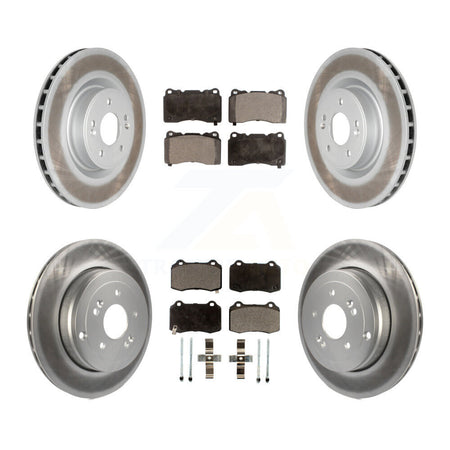 Front Rear Coated Disc Brake Rotors And Ceramic Pads Kit For Hyundai Genesis Coupe KGT-101152