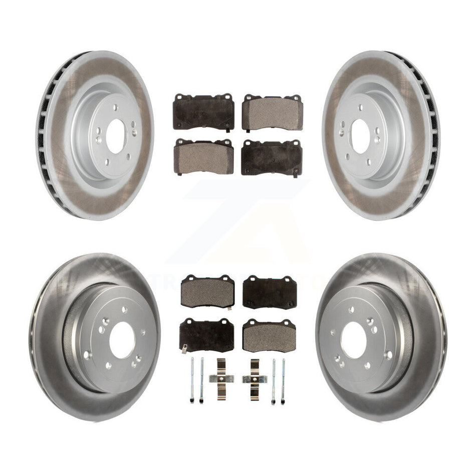 Front Rear Coated Disc Brake Rotors And Ceramic Pads Kit For Hyundai Genesis Coupe KGT-101152