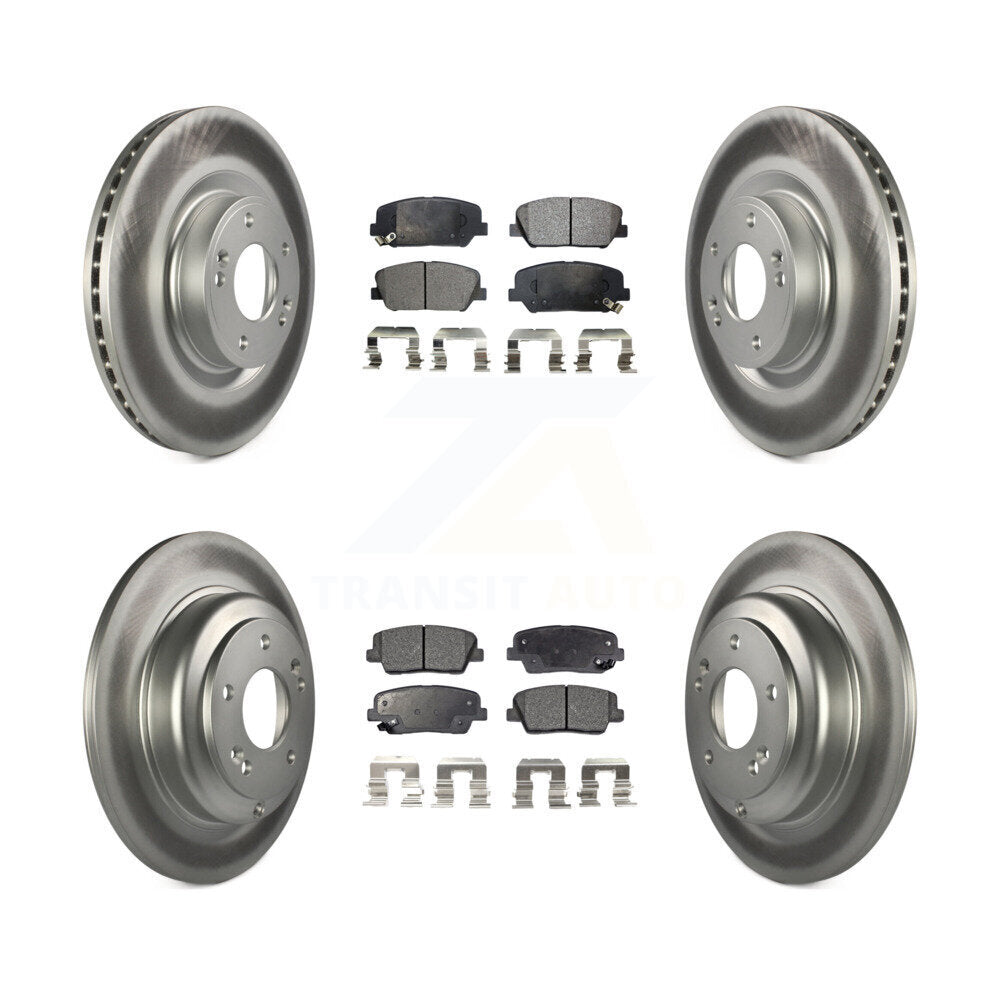 Front Rear Coated Disc Brake Rotors And Ceramic Pads Kit For Hyundai Genesis Coupe KGT-101153