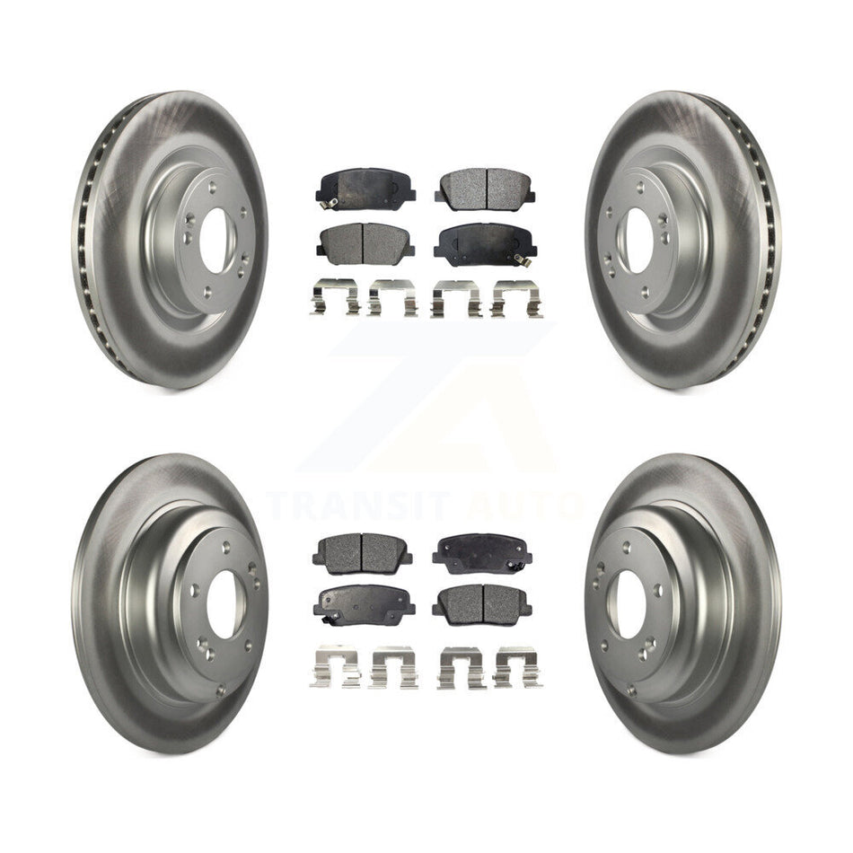 Front Rear Coated Disc Brake Rotors And Ceramic Pads Kit For Hyundai Genesis Coupe KGT-101153