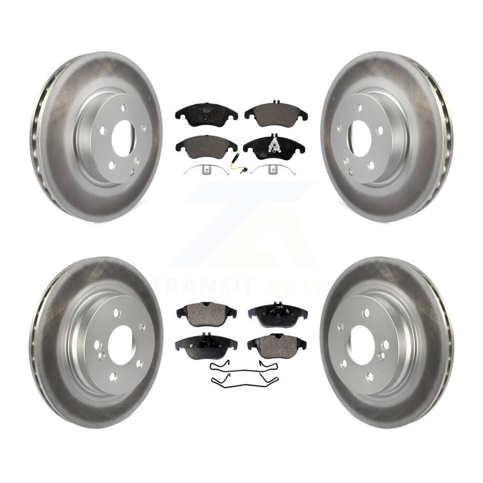 Front Rear Coated Disc Brake Rotors And Ceramic Pads Kit For Mercedes-Benz C300 C350 E350 KGT-101166