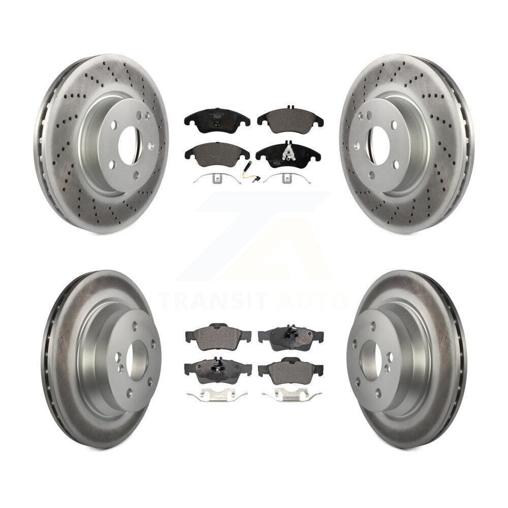 Front Rear Coated Disc Brake Rotors And Ceramic Pads Kit For Mercedes-Benz E350 E400 KGT-101167