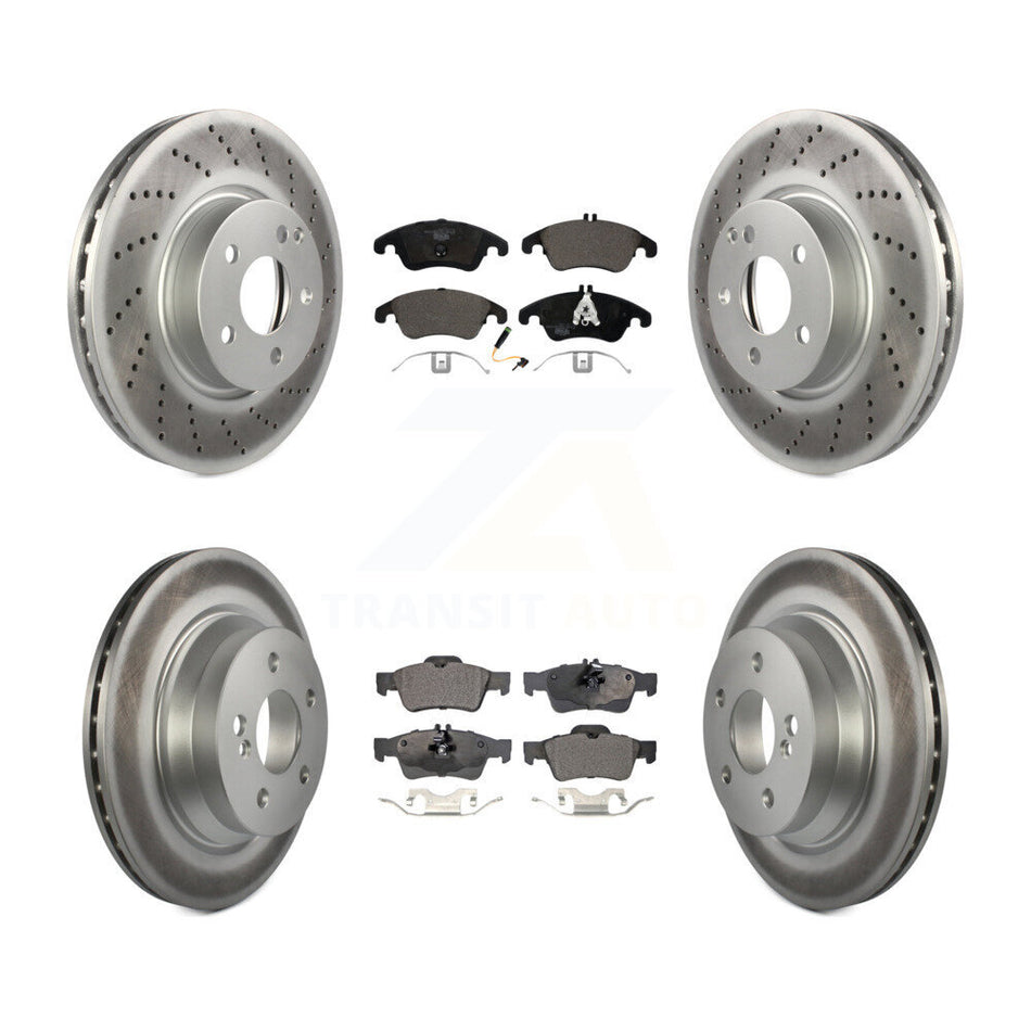 Front Rear Coated Disc Brake Rotors And Ceramic Pads Kit For Mercedes-Benz E350 E400 KGT-101167