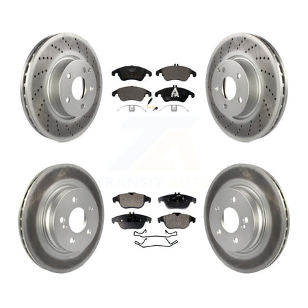 Front Rear Coated Disc Brake Rotors And Ceramic Pads Kit For Mercedes-Benz C300 C350 E350 KGT-101168