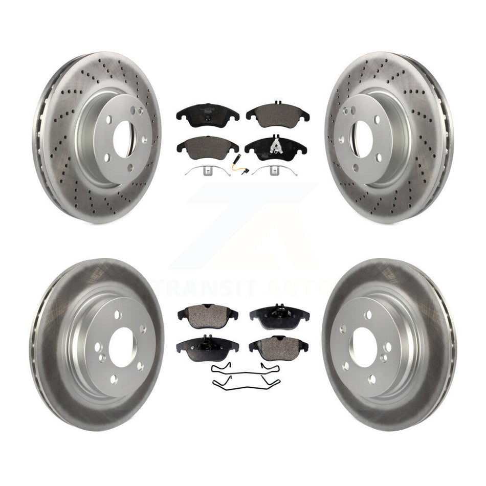 Front Rear Coated Disc Brake Rotors And Ceramic Pads Kit For Mercedes-Benz C300 C350 E350 KGT-101168