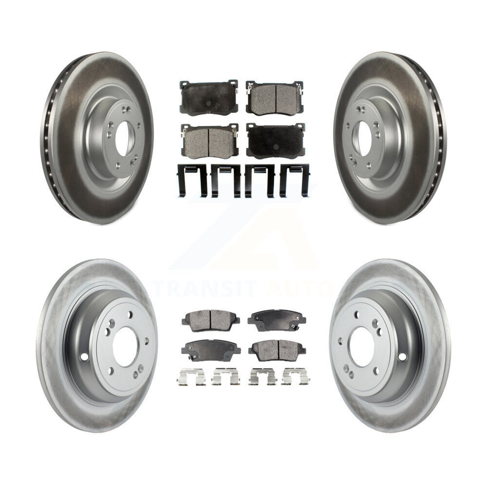 Front Rear Coated Disc Brake Rotors Ceramic Pad Kit For Hyundai Genesis G80 Kia K900 3.8L KGT-101175