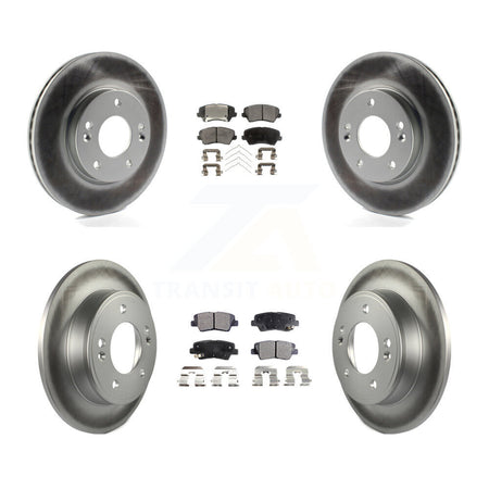 Front Rear Coated Disc Brake Rotors Ceramic Pad Kit For Hyundai Elantra GT Kia Forte Koup KGT-101178