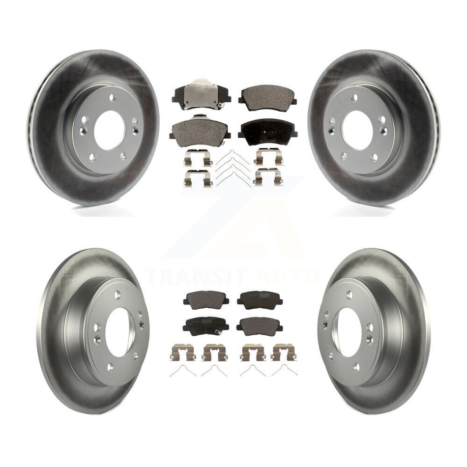 Front Rear Coated Disc Brake Rotor And Ceramic Pad Kit For 2017-2020 Hyundai Elantra 2.0L KGT-101180