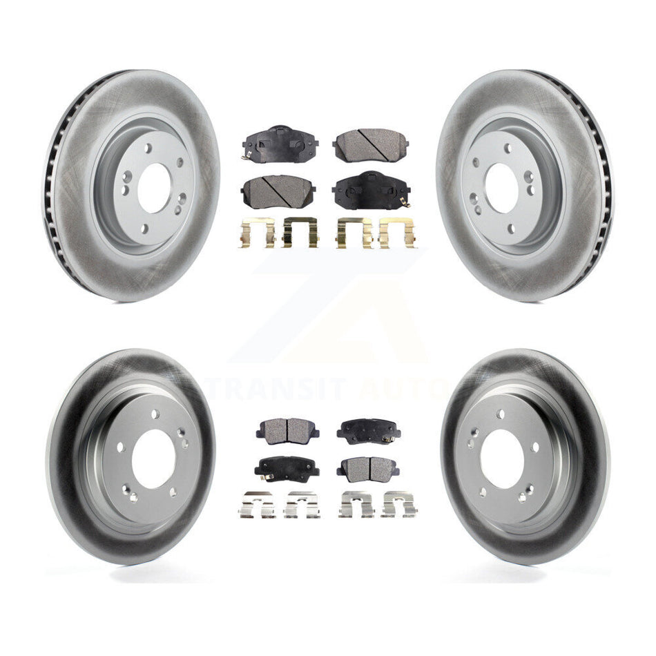 Front Rear Coated Disc Brake Rotors And Ceramic Pads Kit For Hyundai Sonata Kia Cadenza KGT-101184
