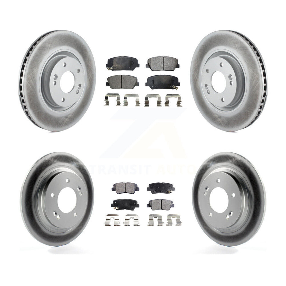 Front Rear Coated Brake Rotors Ceramic Pad Kit For Kia Optima With Electric Parking KGT-101186