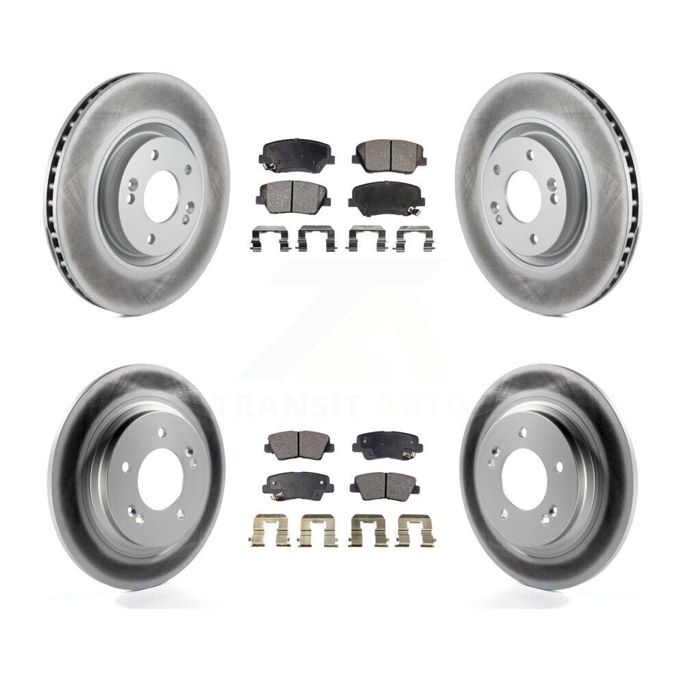 Front Rear Coated Disc Brake Rotors & Ceramic Pad Kit For 2016-2017 Hyundai Azera Limited KGT-101188