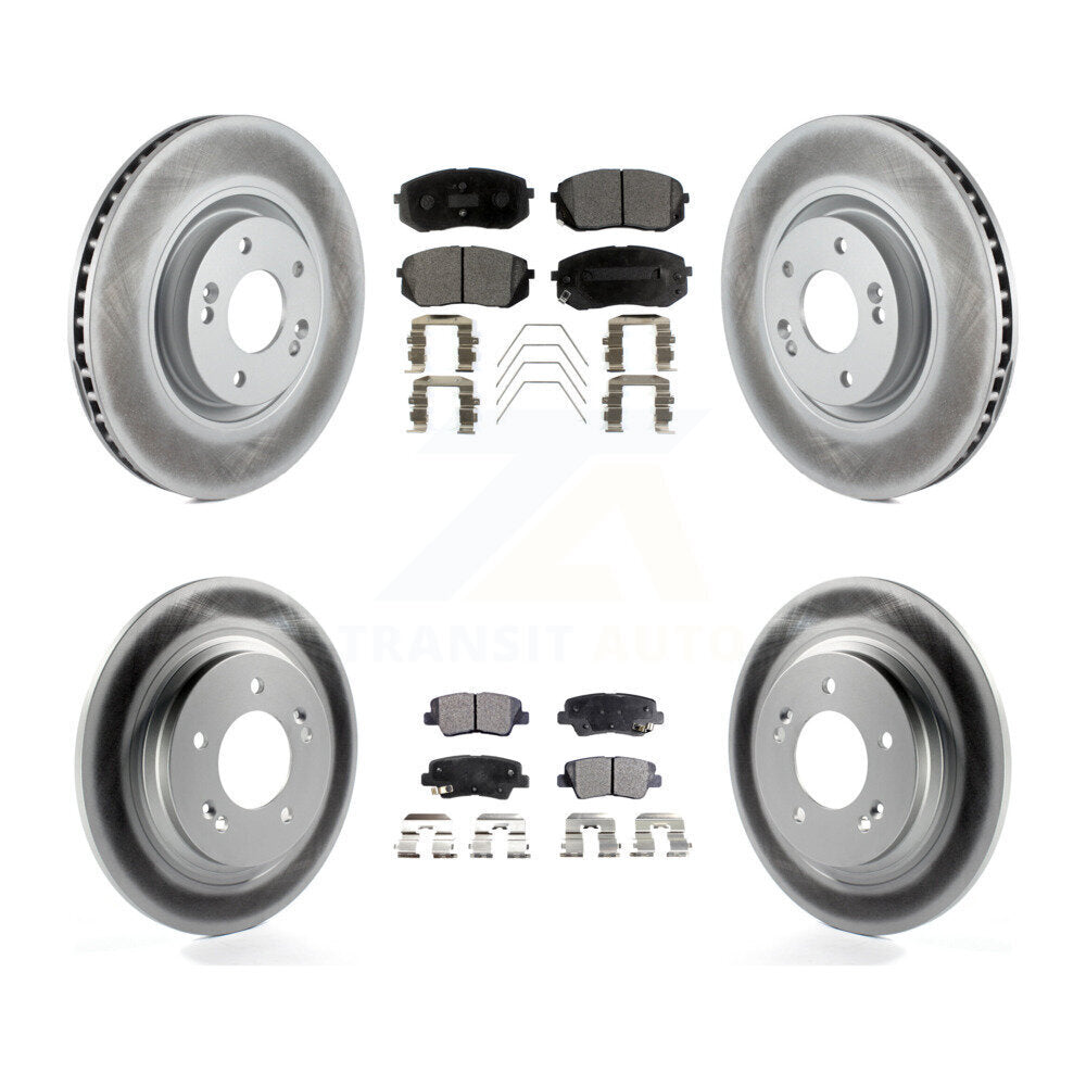 Front Rear Coated Disc Brake Rotor And Ceramic Pad Kit For 2016 Hyundai Sonata GAS engine KGT-101190