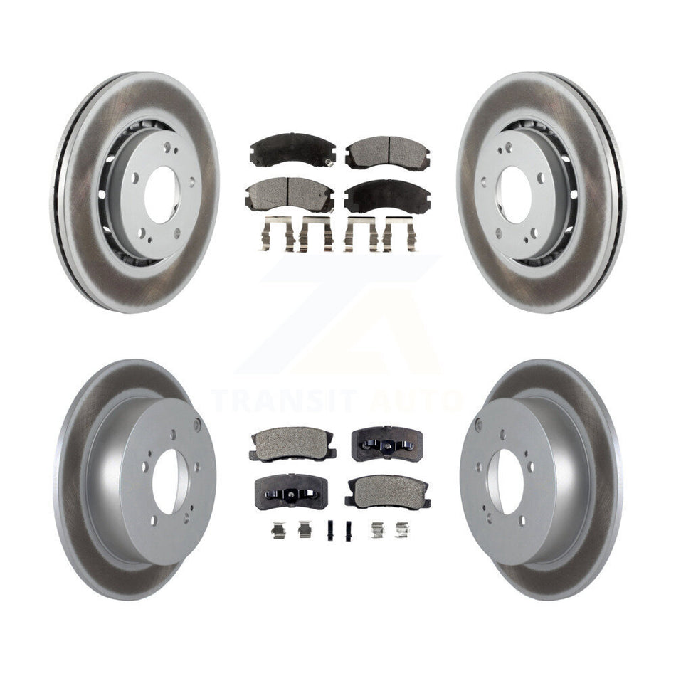 Front Rear Coated Disc Brake Rotors And Ceramic Pads Kit For Mitsubishi Lancer KGT-101195